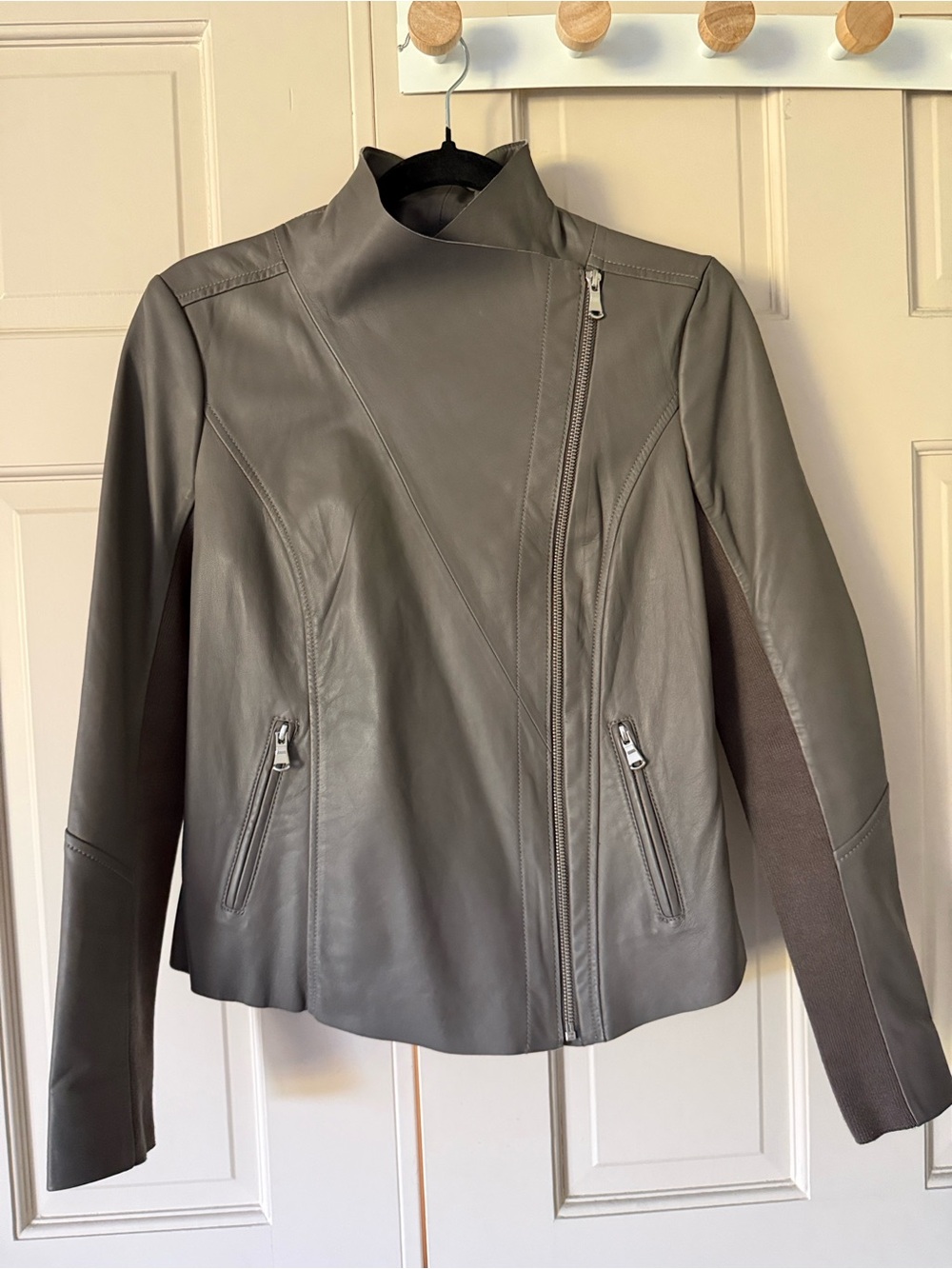 Trouvé Gray Asymmetrical Leather Jacket